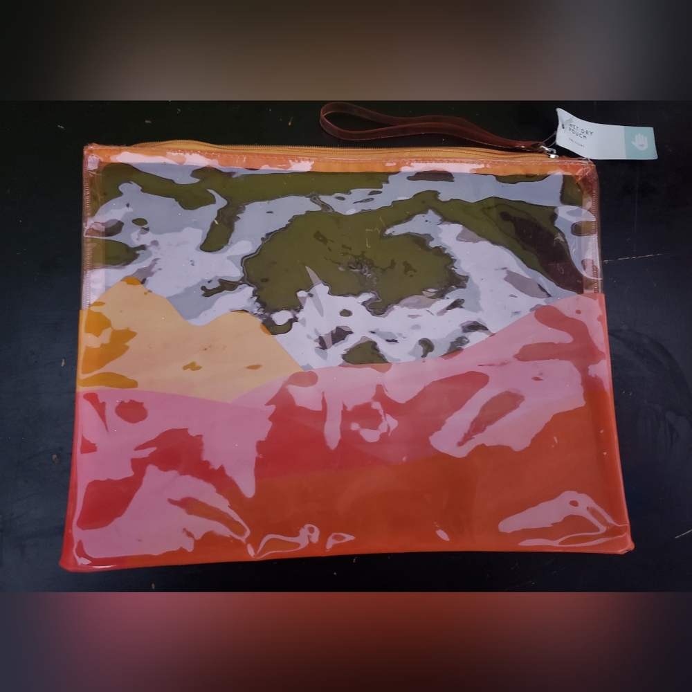 New Abstract Wet/Dry Plastic Bag, ~12x9" with wristlet, GREAT for concerts/pools - Picture 2 of 3